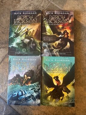 Percy Jackson Paperback Book Set - Green/Teal Covers, Missing 2nd book